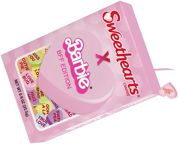 Frame from the spot: candy hearts spilling from the box