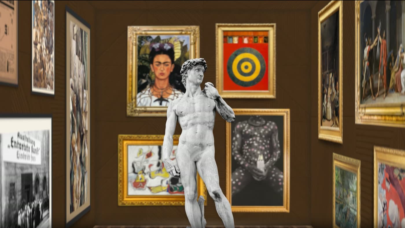 Gallery with Michelangelo’s David at center