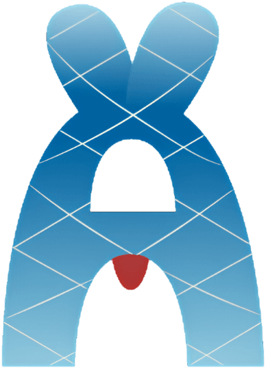 The custom ‘A’ that anchors the lockup